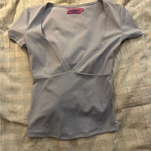 Light Blue V-Neck Going Out Top